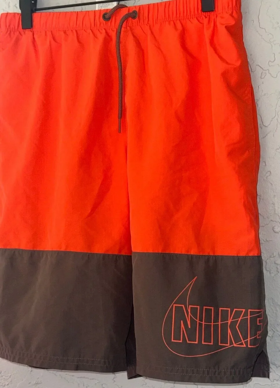 Nike Two-Tone Bright Orange and Brown Swim Trunks